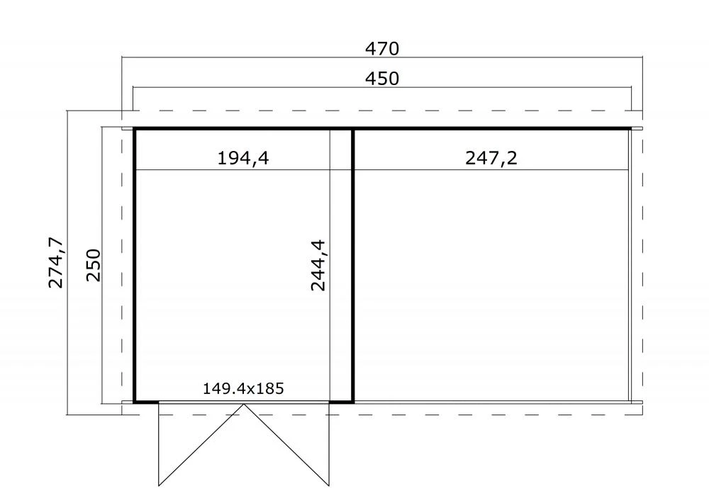 Outdoor Life Blokhut Finn Carbon Grey-Wit 450 x 250 cm - Afbeelding 3